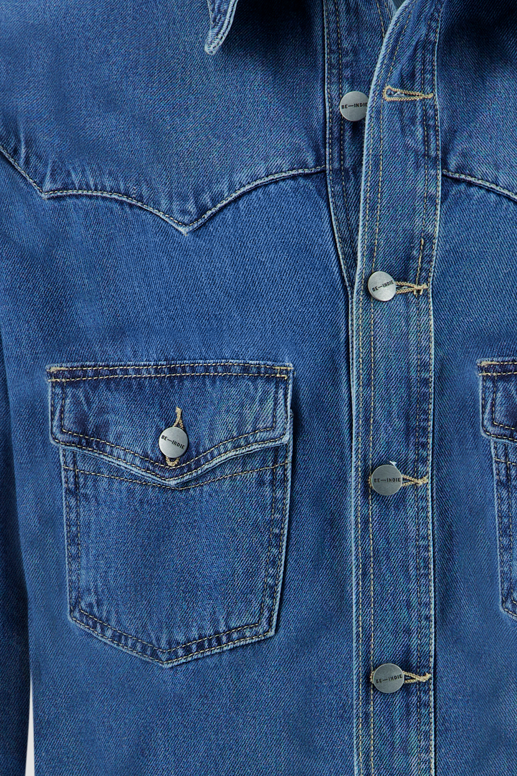Denim Western Shacket Indie Blue