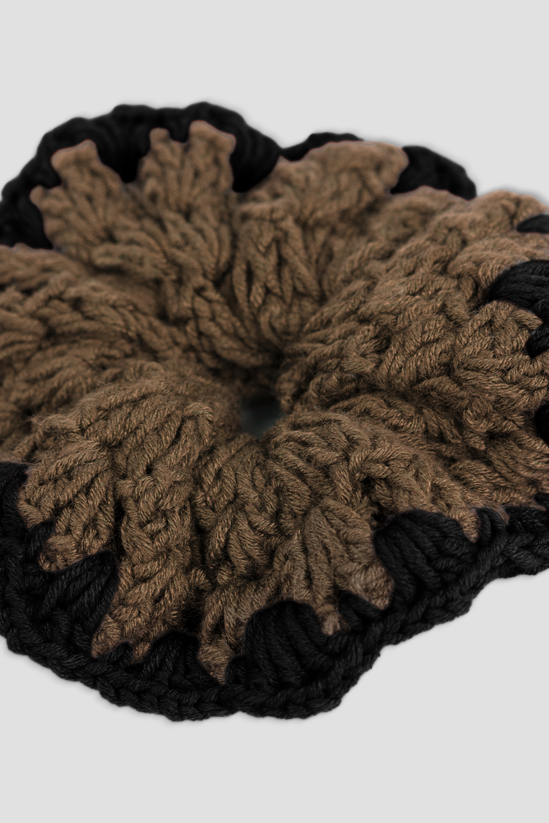 Crochet Hair Scrunchie - Beige & Black