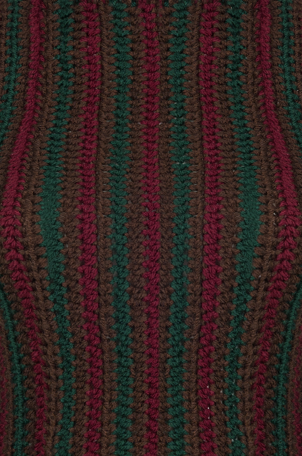 Sleeveless High Neck Fringed Crochet - Burgundy x Green