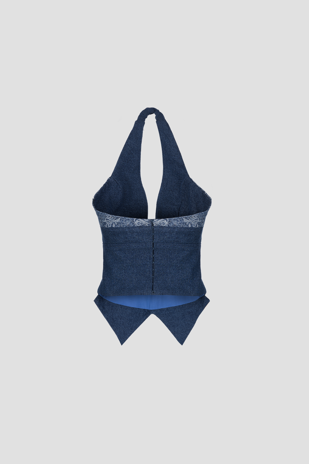 Backless Halter Top Blue