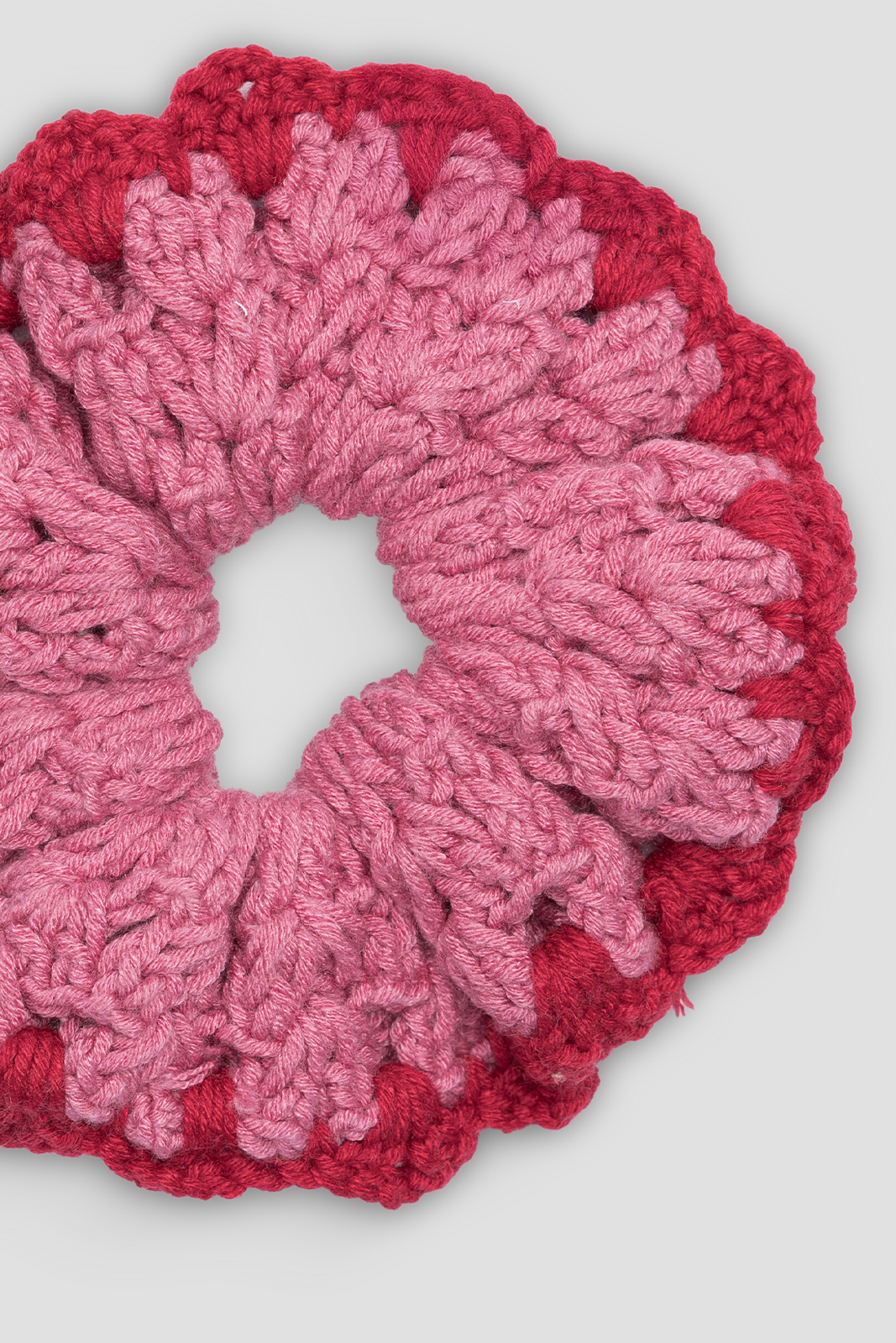 Crochet Hair Scrunchie - Red & Pink