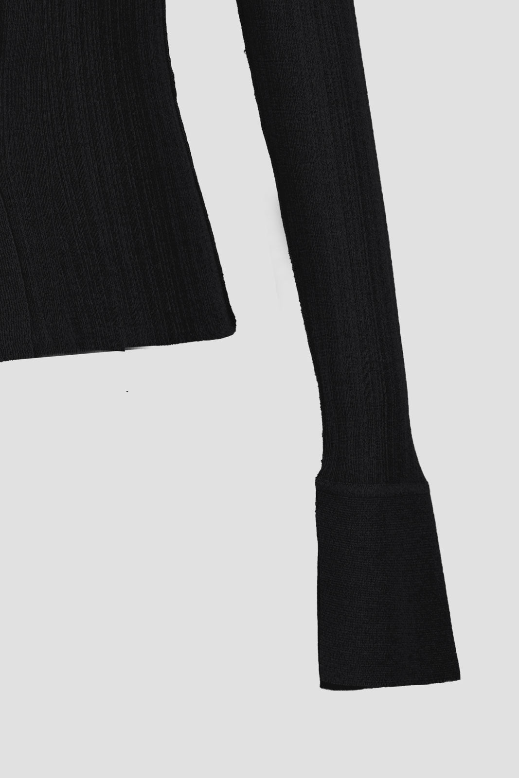 Shirt With Sleeve Cuff Slit - Black