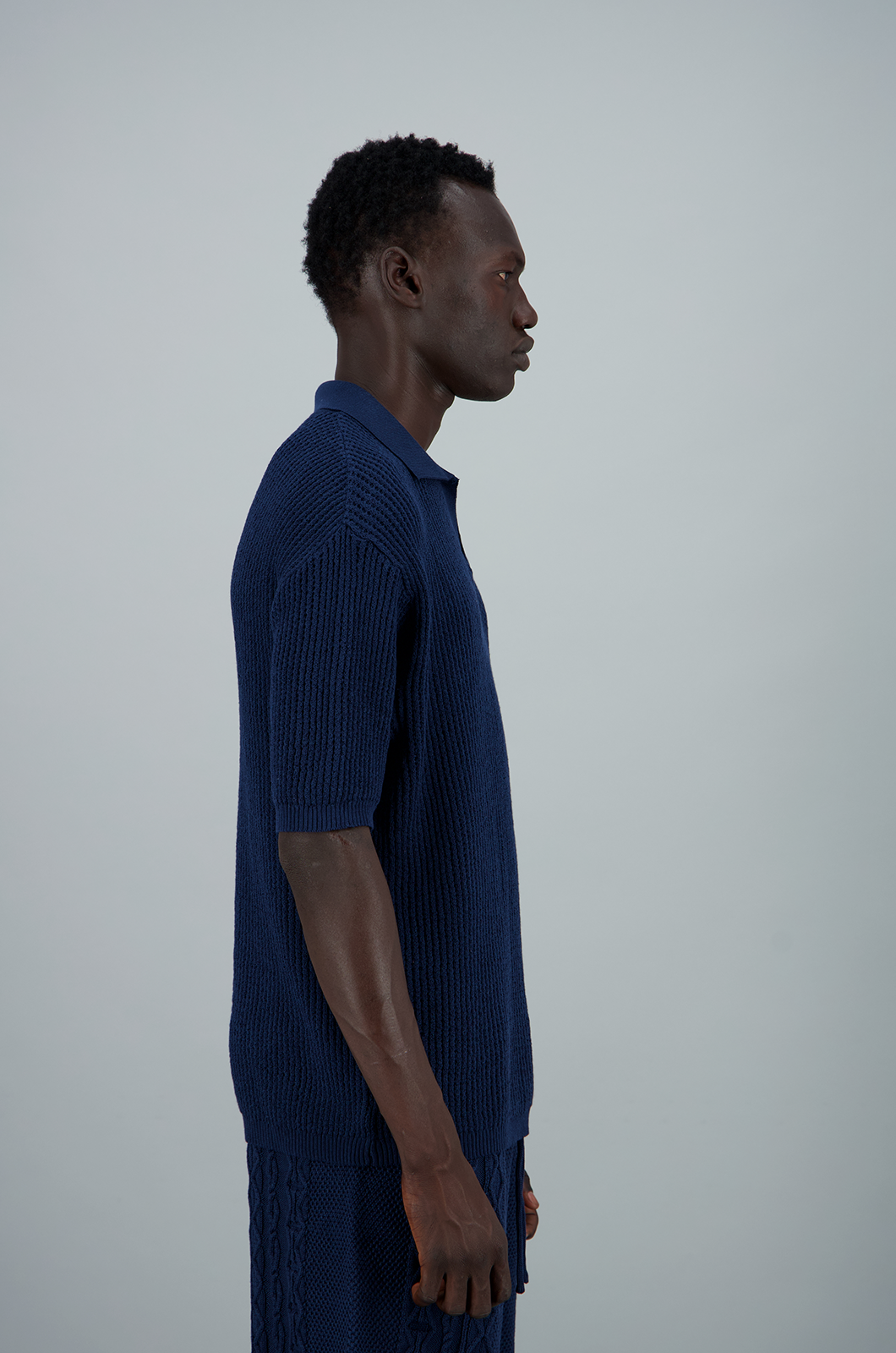 Men's Knit Polo Navy Blue