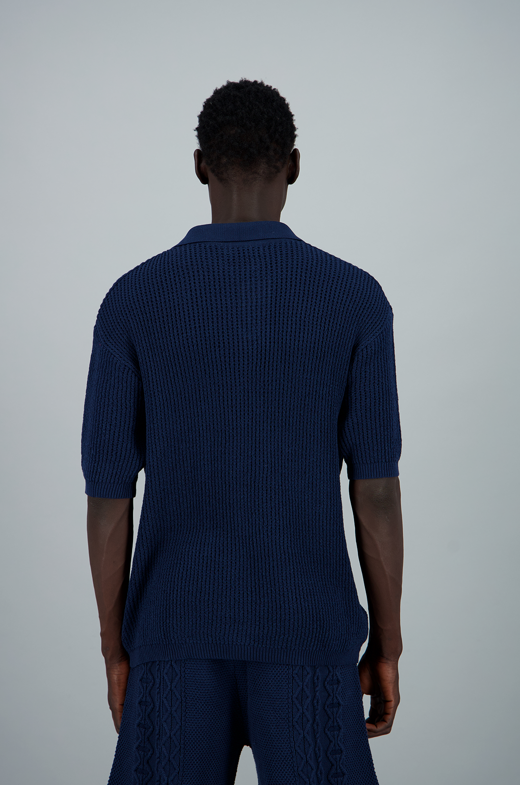 Men's Knit Polo Navy Blue