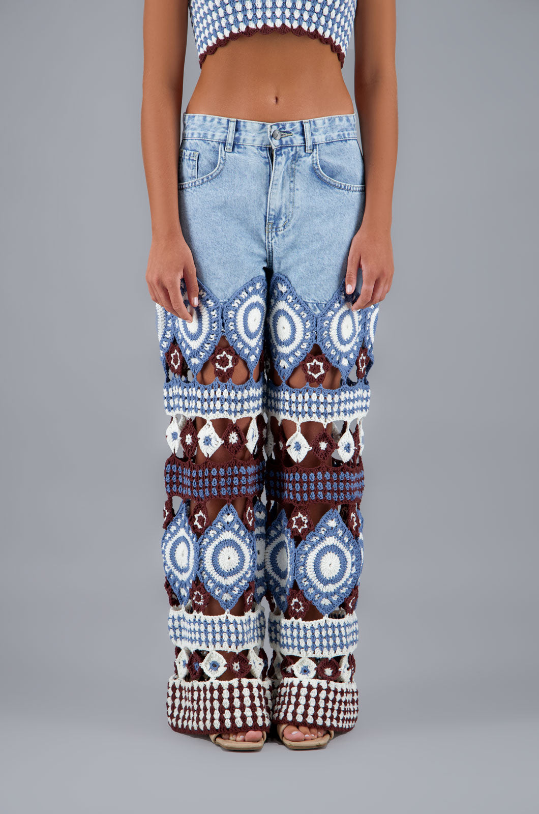 Denim Jeans With Crochet