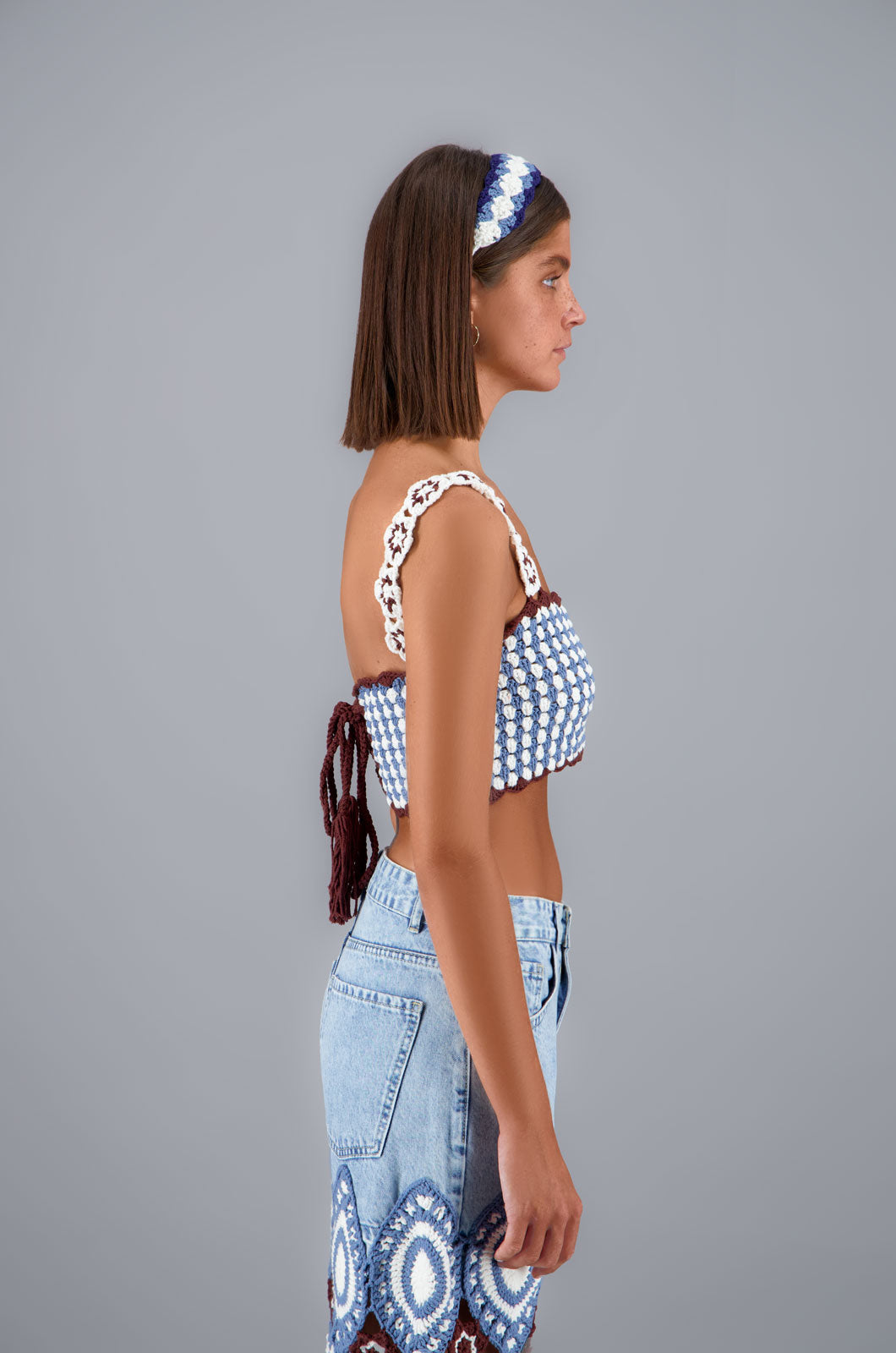 Crochet Bralette Indigo & Brown