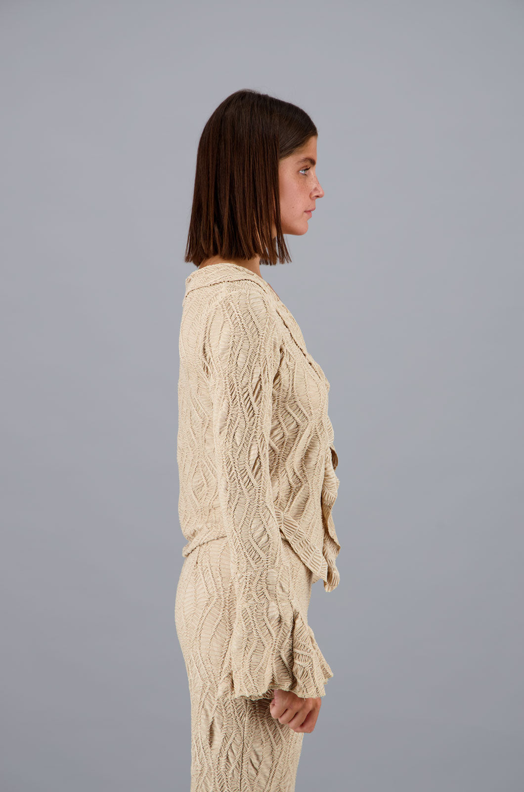 Ruffled Blouse Beige