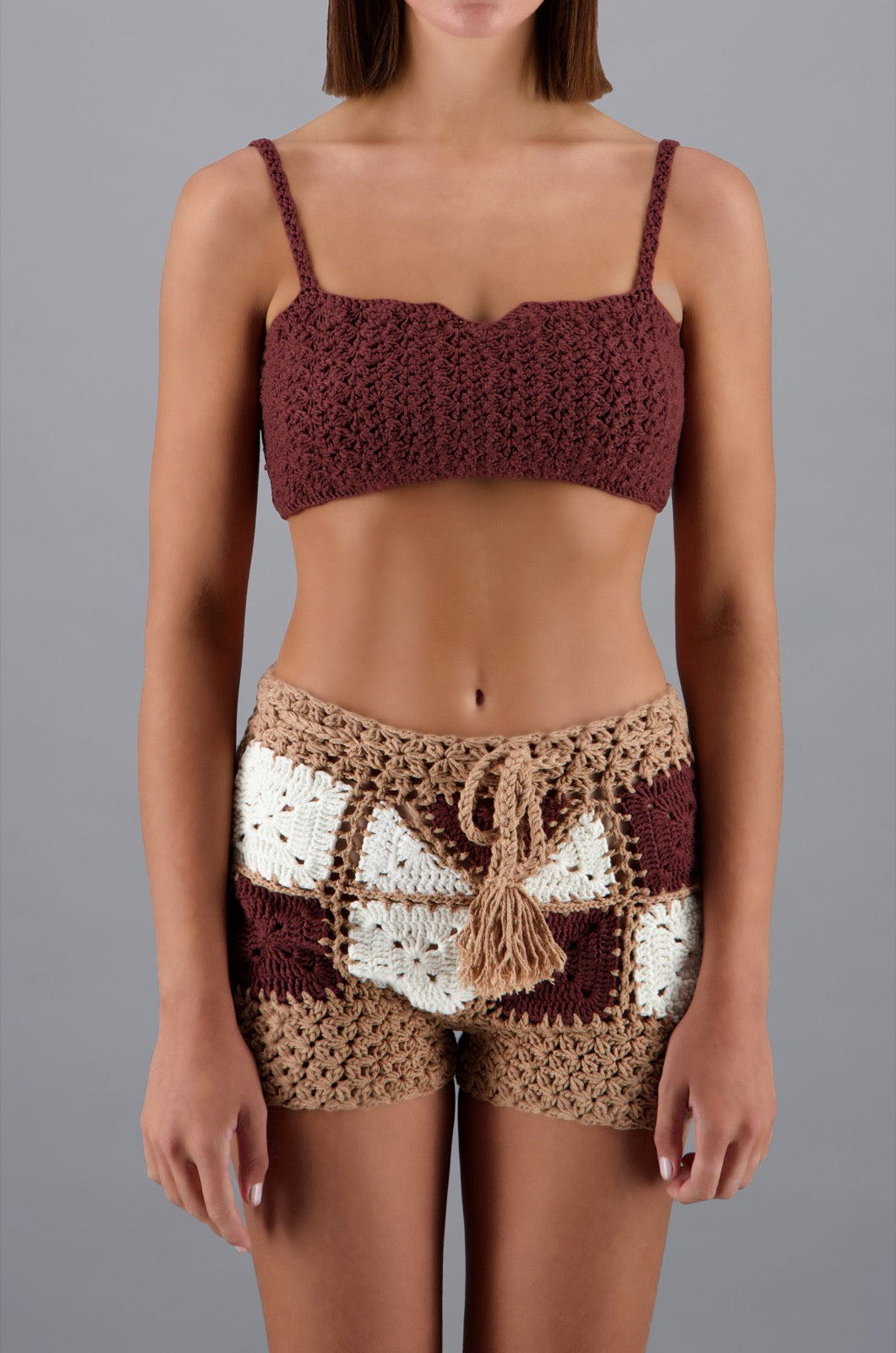 Crochet Crop Top Brown