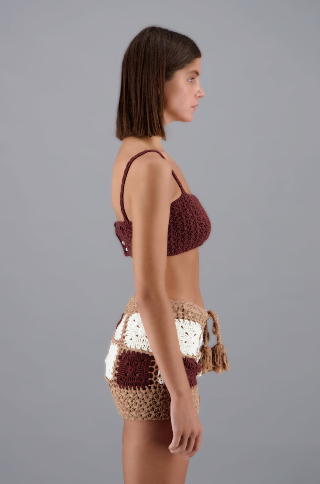 Crochet Crop Top Brown
