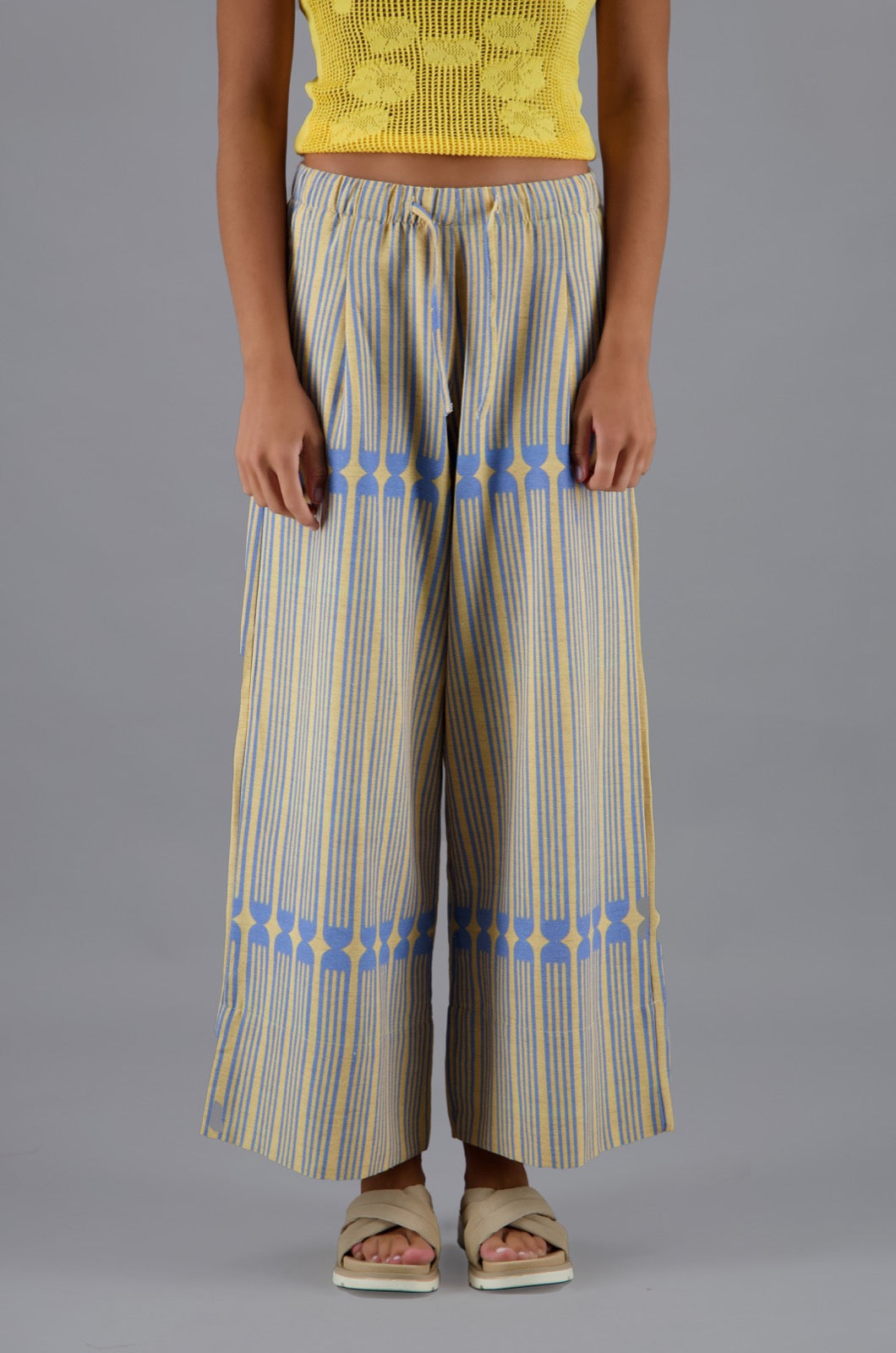 Tableware Pants Yellow & Blue Print
