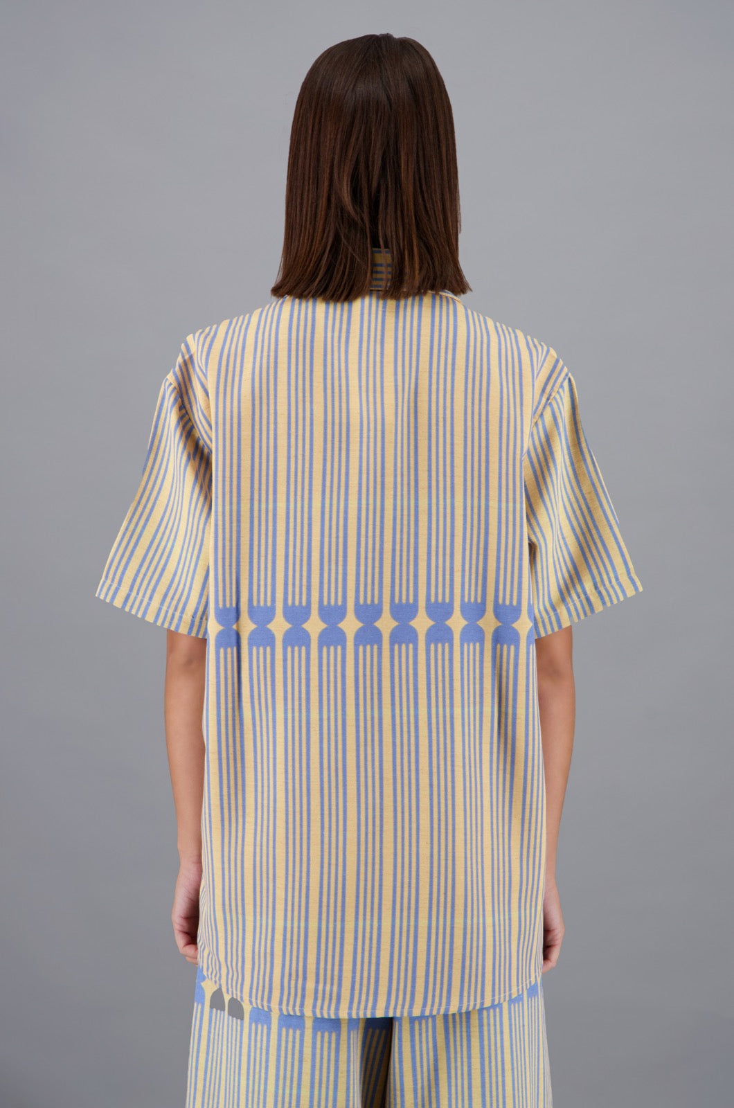 Tableware Shirt Yellow & Blue Print