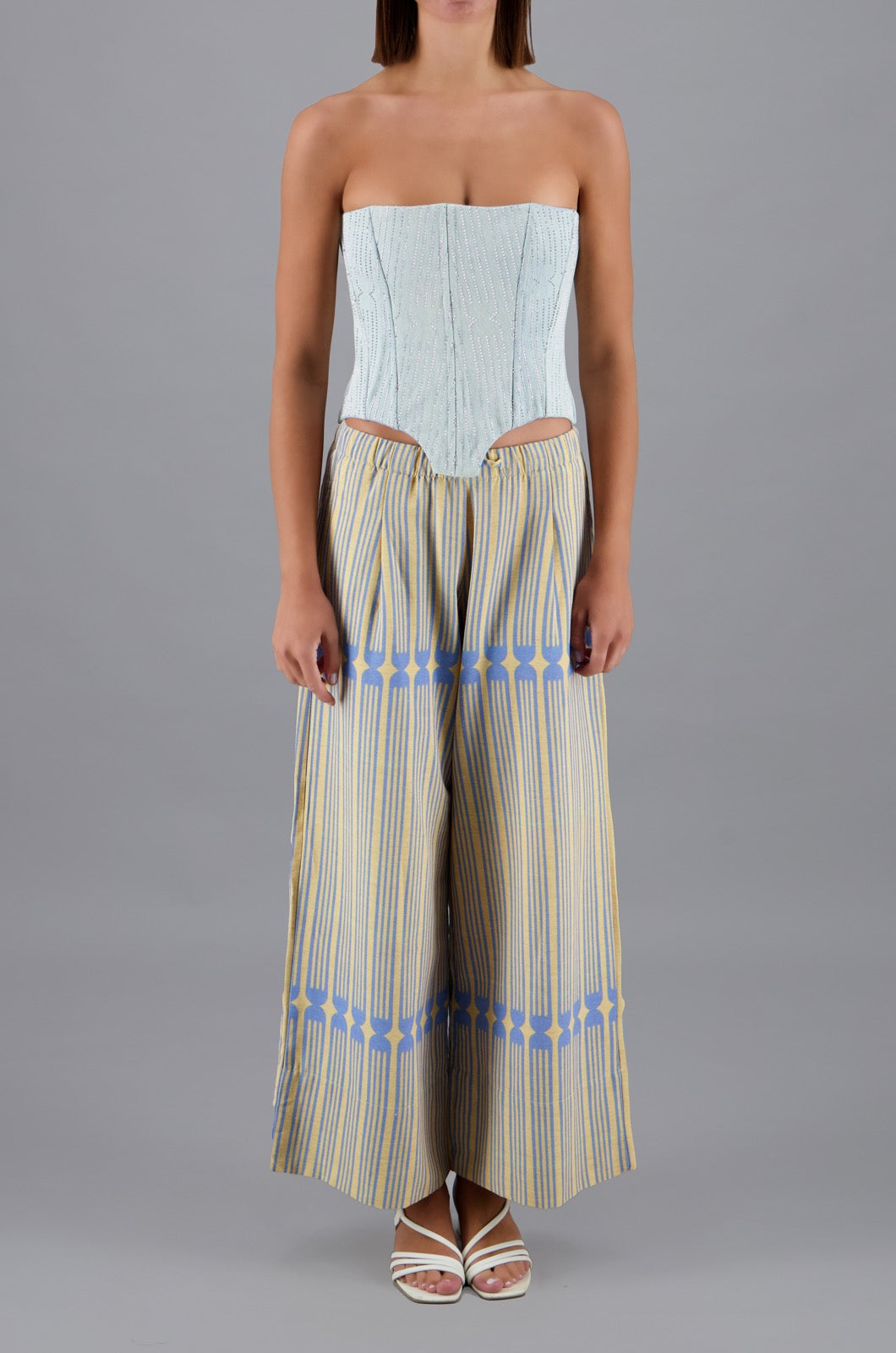 Tableware Pants Yellow & Blue Print