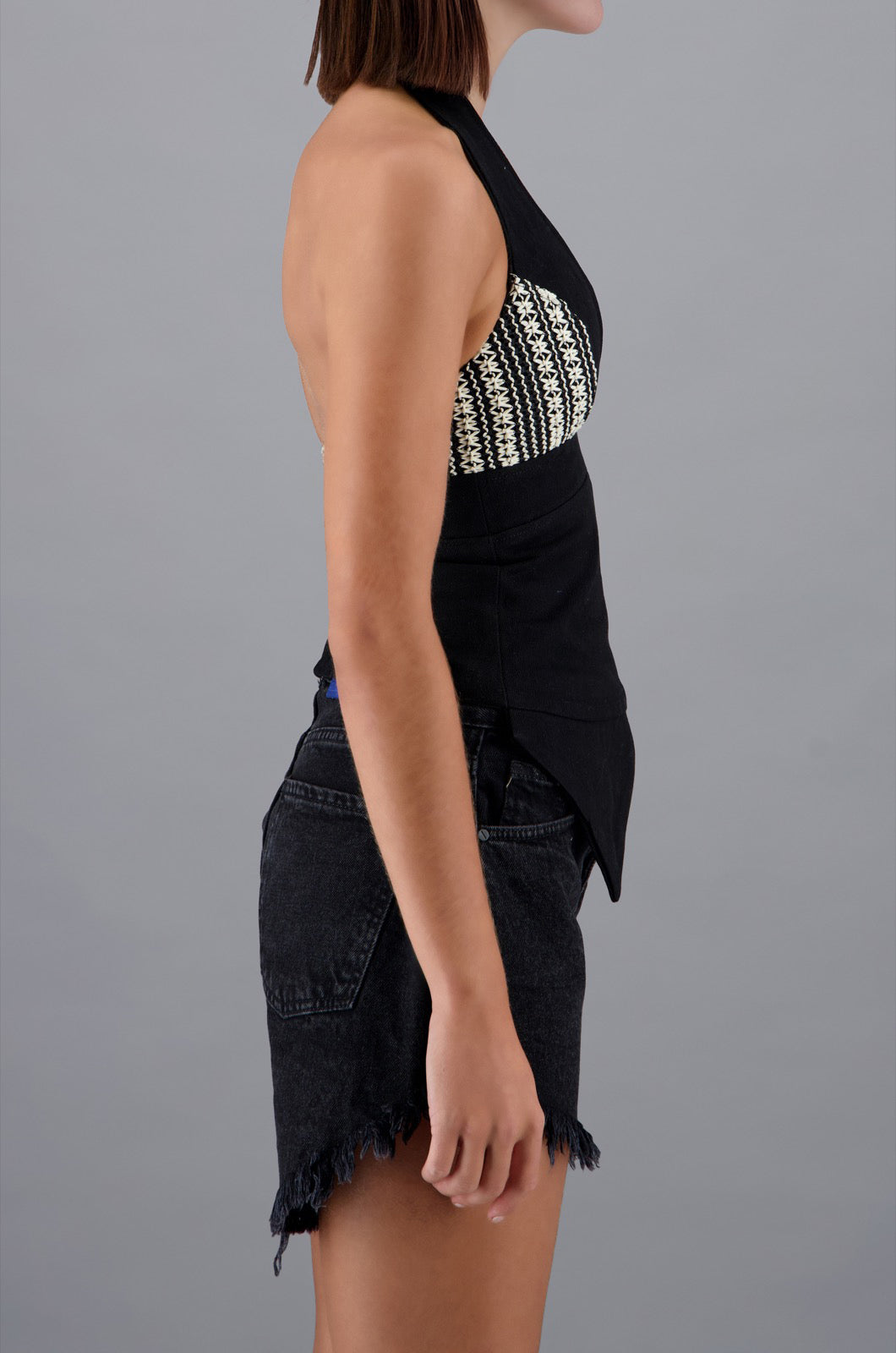Backless Halter Top Black