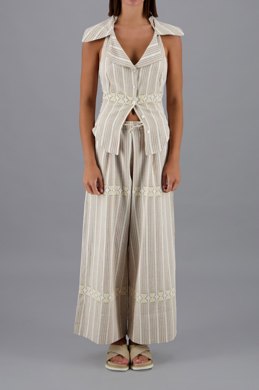 Tableware Halter White & Beige Print