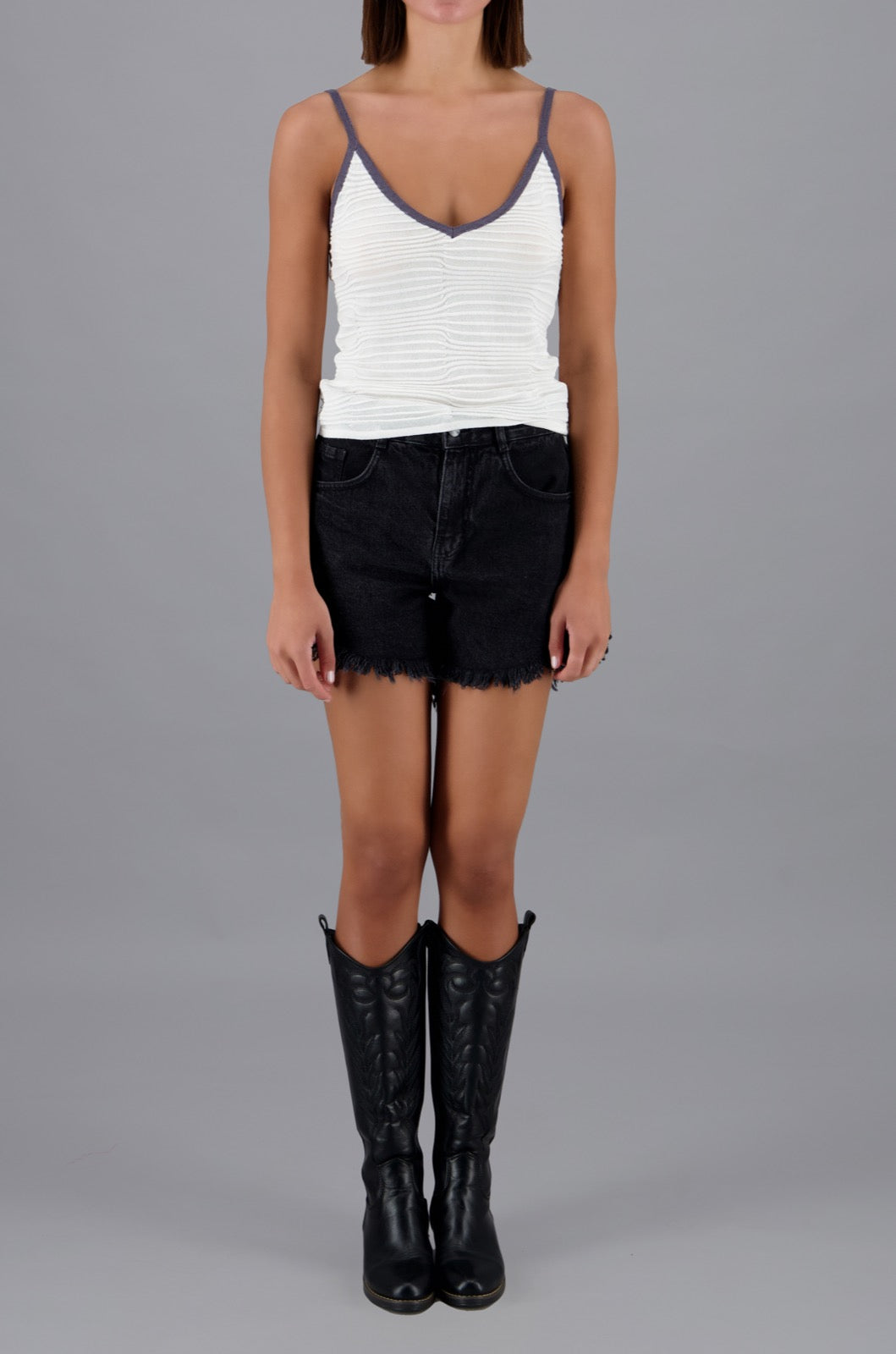 Contrast Strap Tank Grey