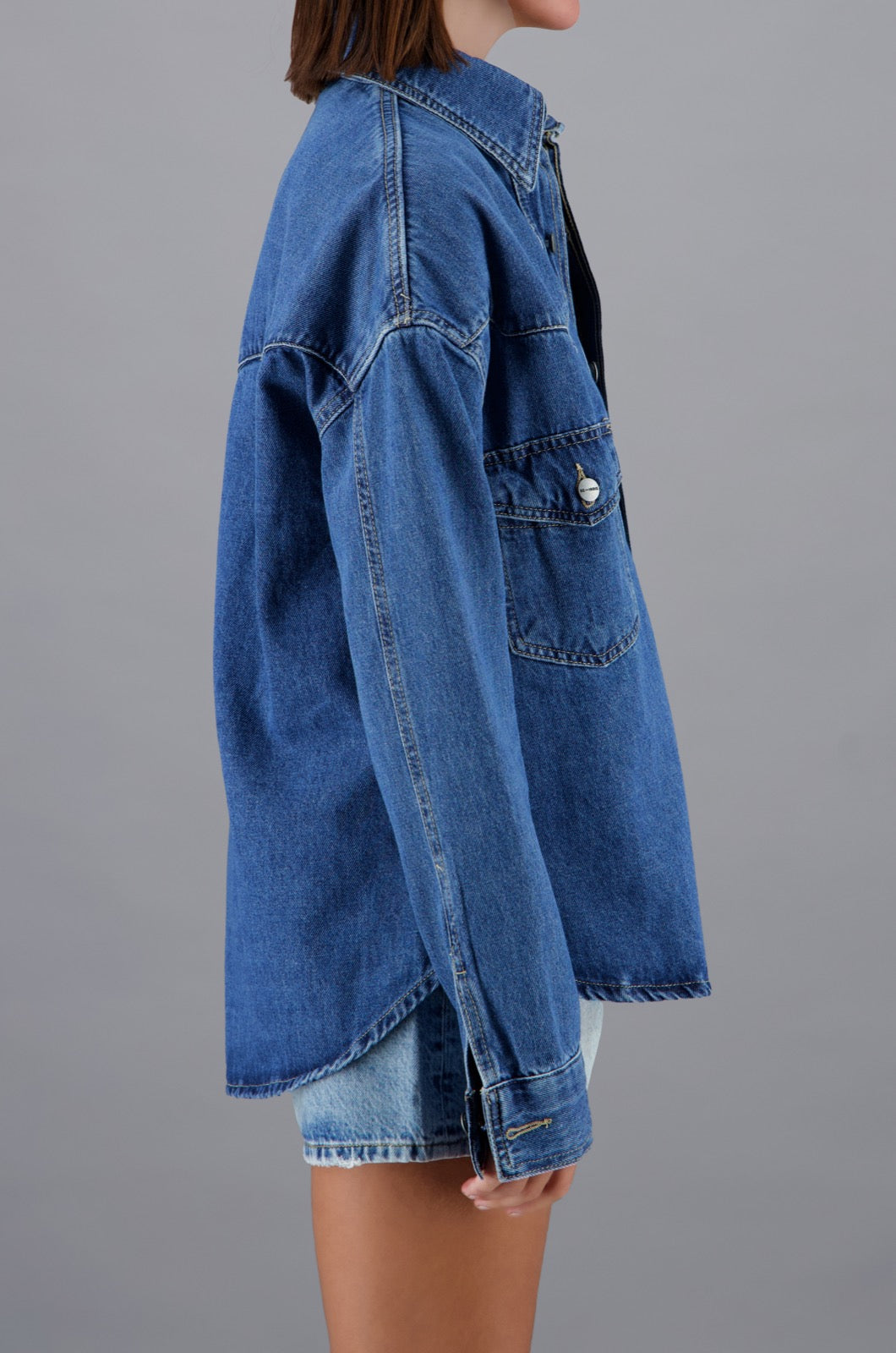 Denim Western Shacket Indie Blue
