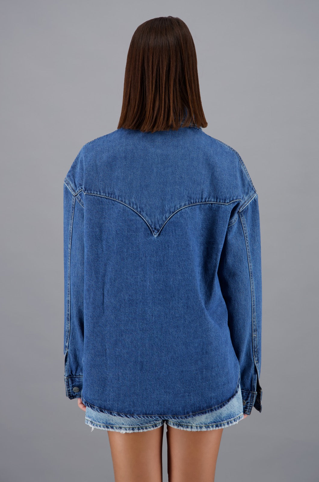 Denim Western Shacket Indie Blue