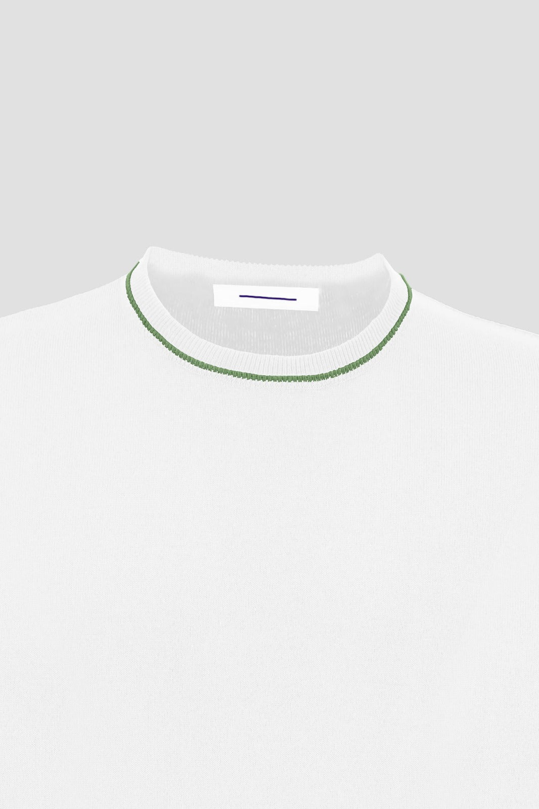 Long Sleeves Contrast T-Shirt - Off white With Green