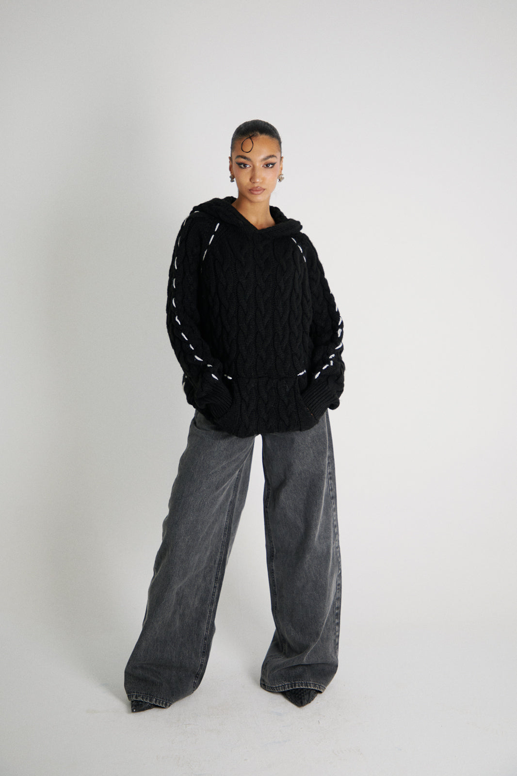 Cable Knit Pullover Black