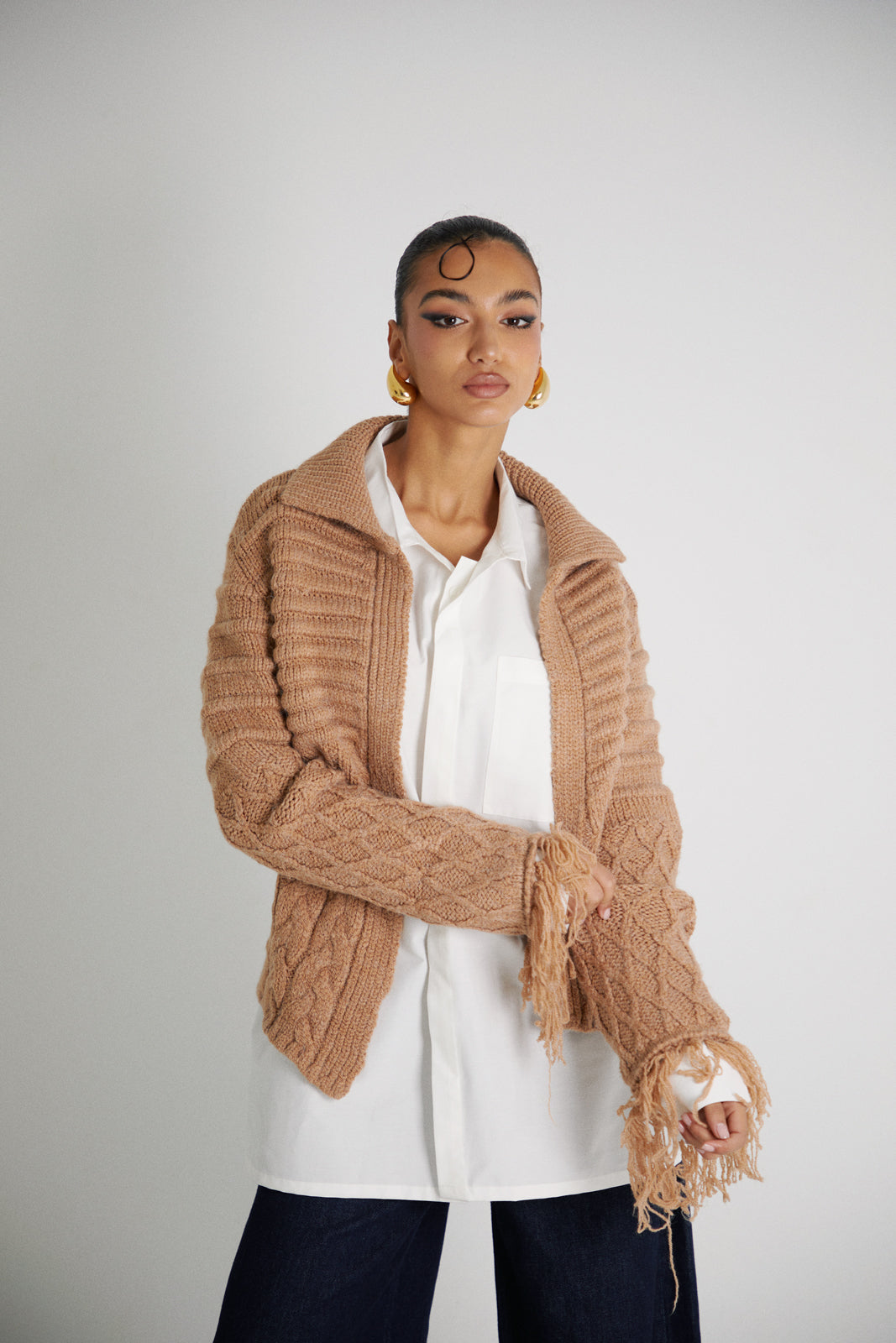 Be-Frill Cardigan Beige