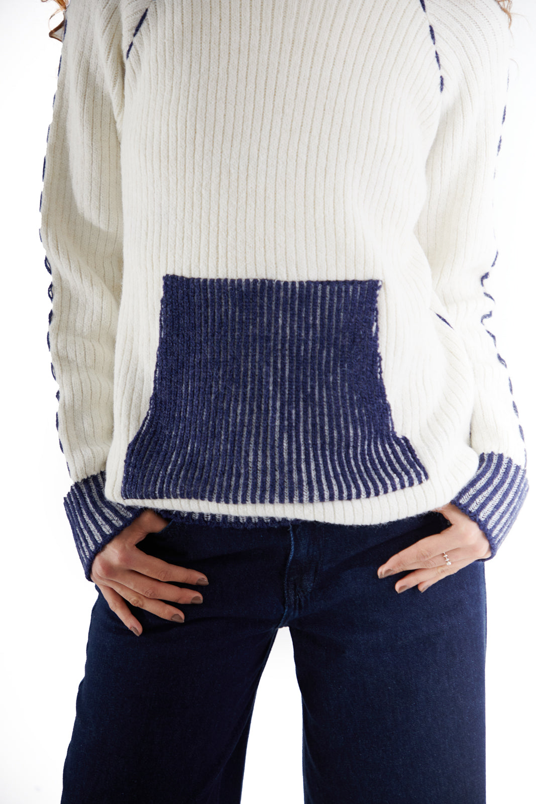 Stitch Knit Hoodie Off-White