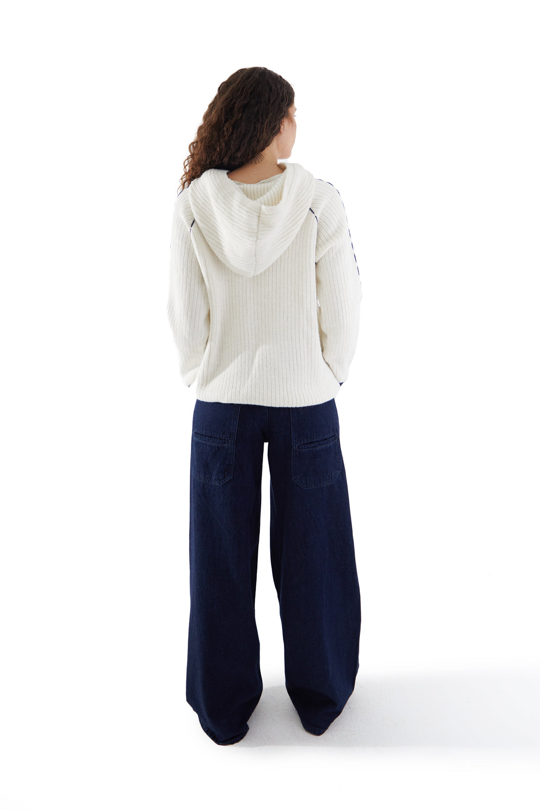 Stitch Knit Hoodie Off-White