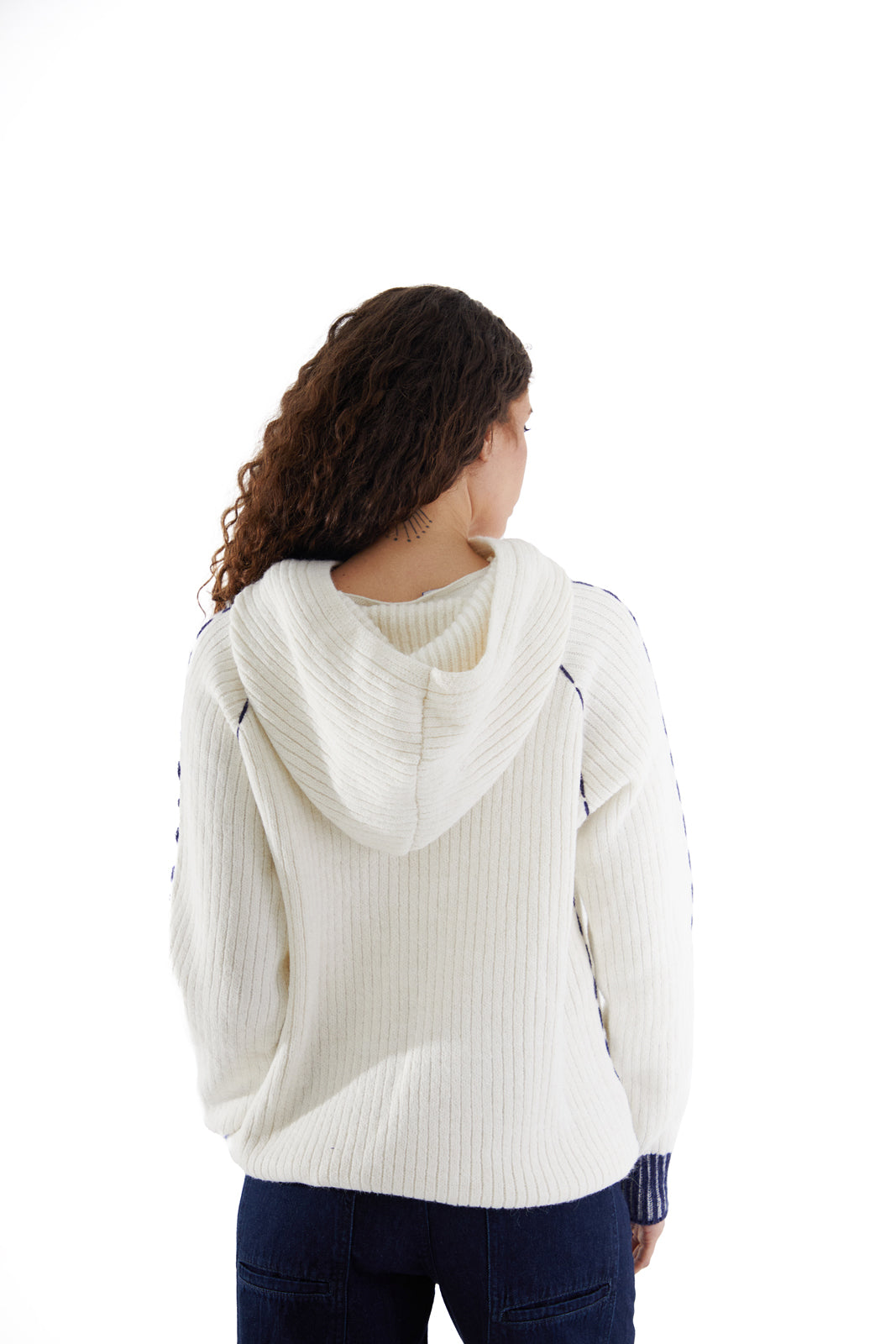 Stitch Knit Hoodie Off-White