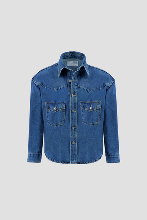 Denim Western Shacket Indie Blue