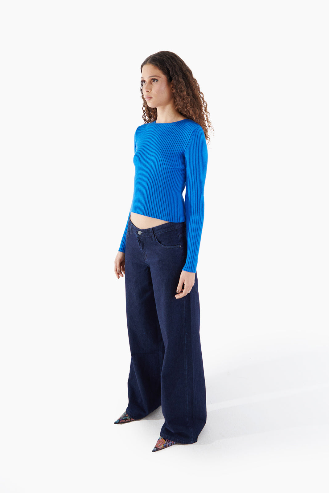 Crossed Out Knit Indie Blue