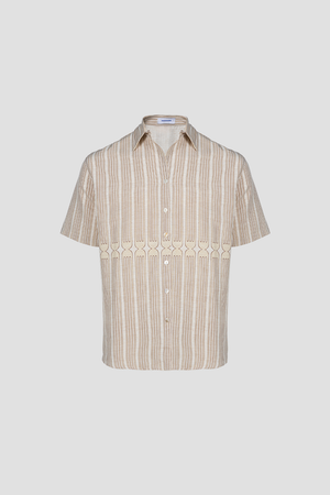 Tableware Shirt White & Beige Print