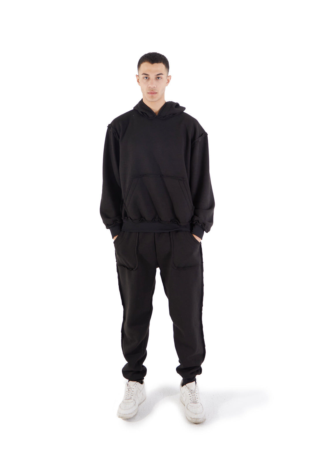 Frayed Track Pants Black