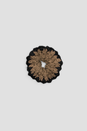 Crochet Hair Scrunchie - Beige & Black