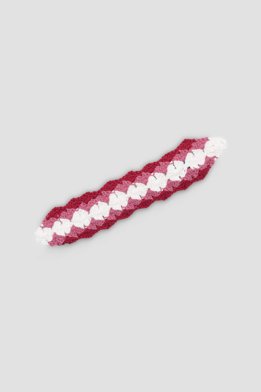 Crochet Head Band Light Pink, Red & Off White