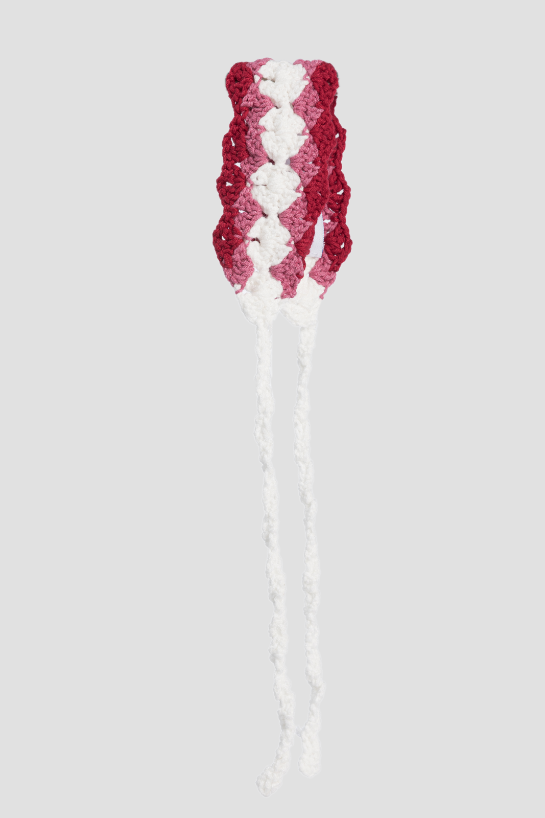 Crochet Head Band Light Pink, Red & Off White
