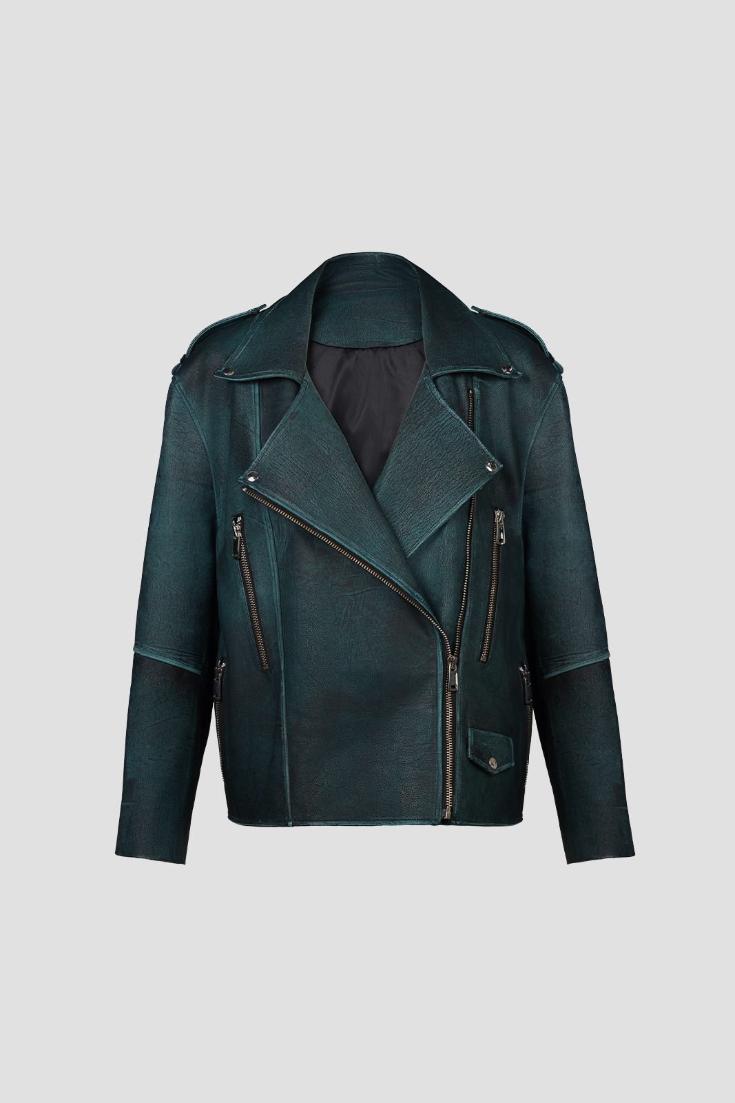 Leather Jacket Teal Blue