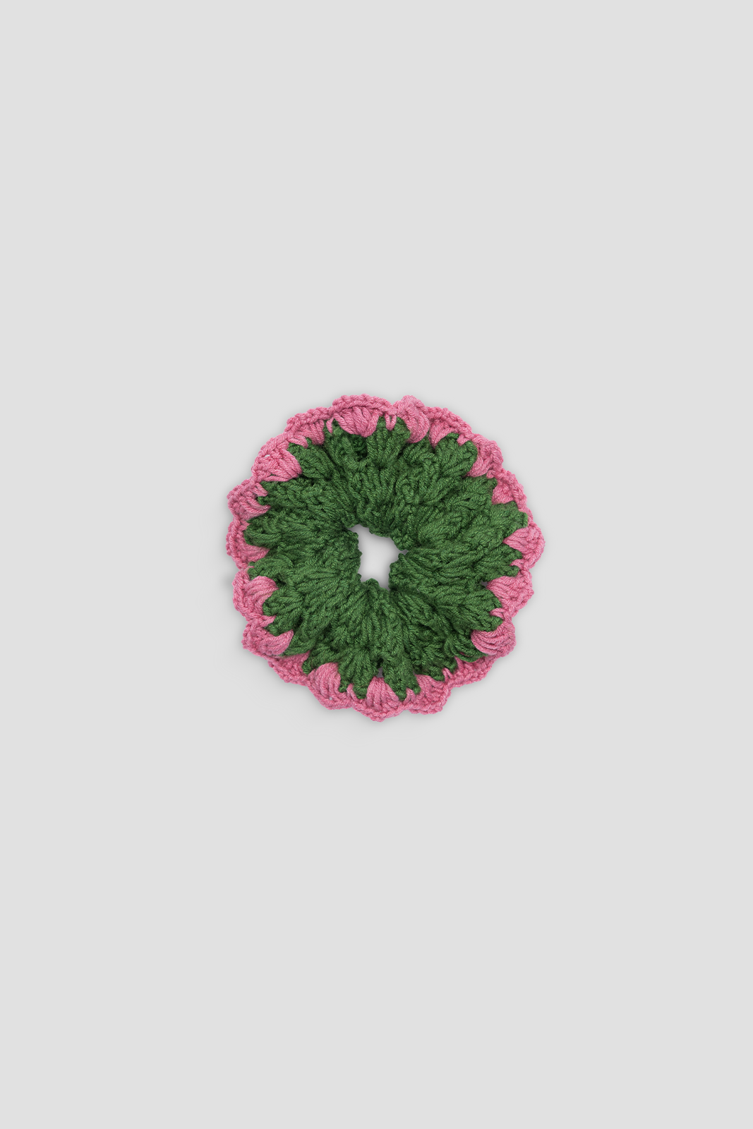 Crochet Hair Scrunchie - Pink & Green