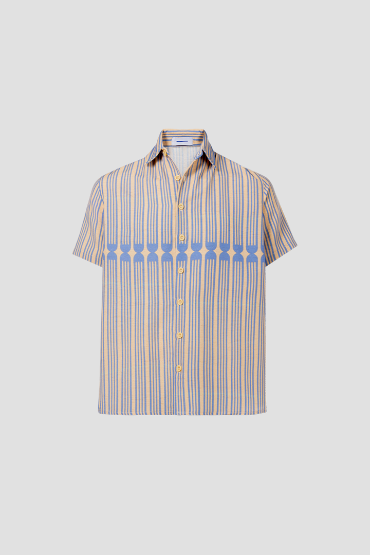 Tableware Shirt Yellow & Blue Print