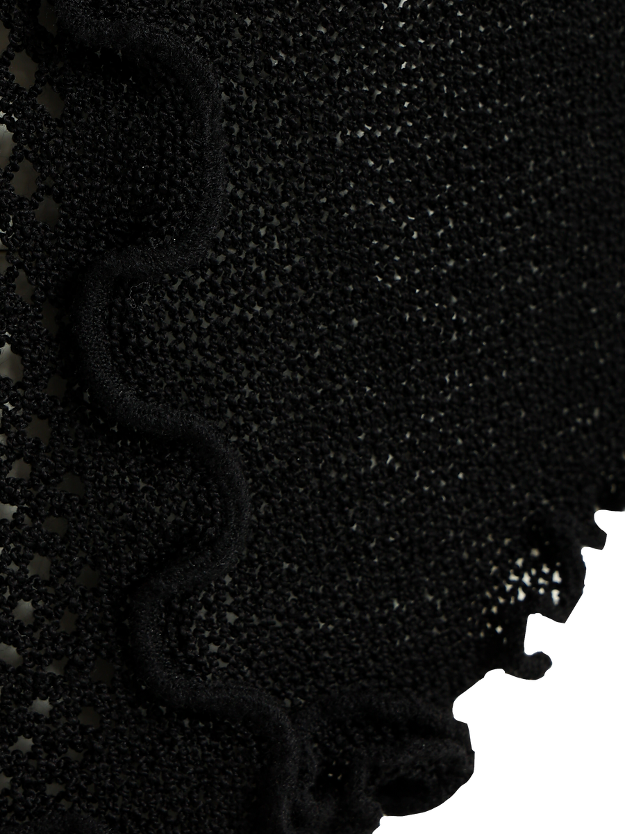 Asymmetrical Crochet Tank Black