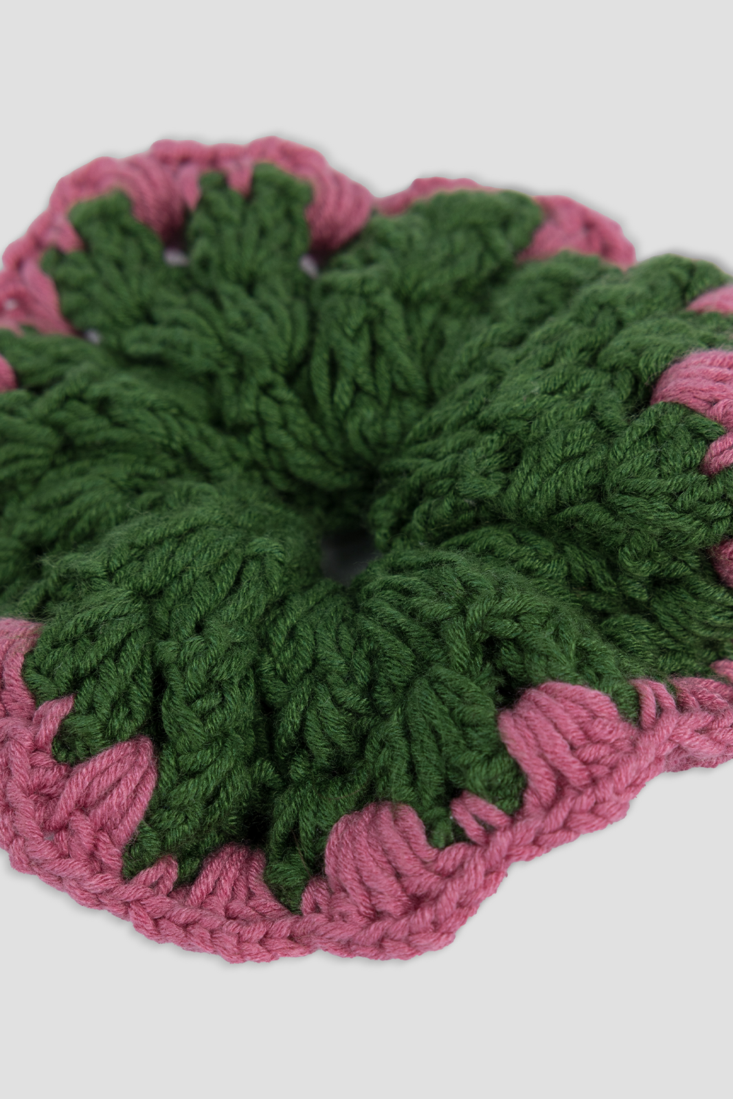 Crochet Hair Scrunchie - Pink & Green