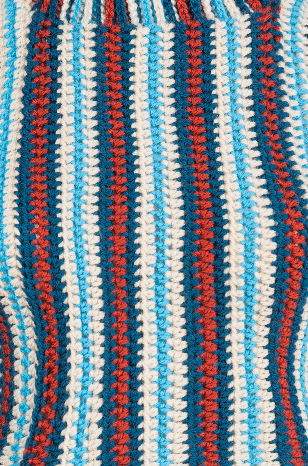 Sleeveless High Neck Fringed Crochet - Blue x Red