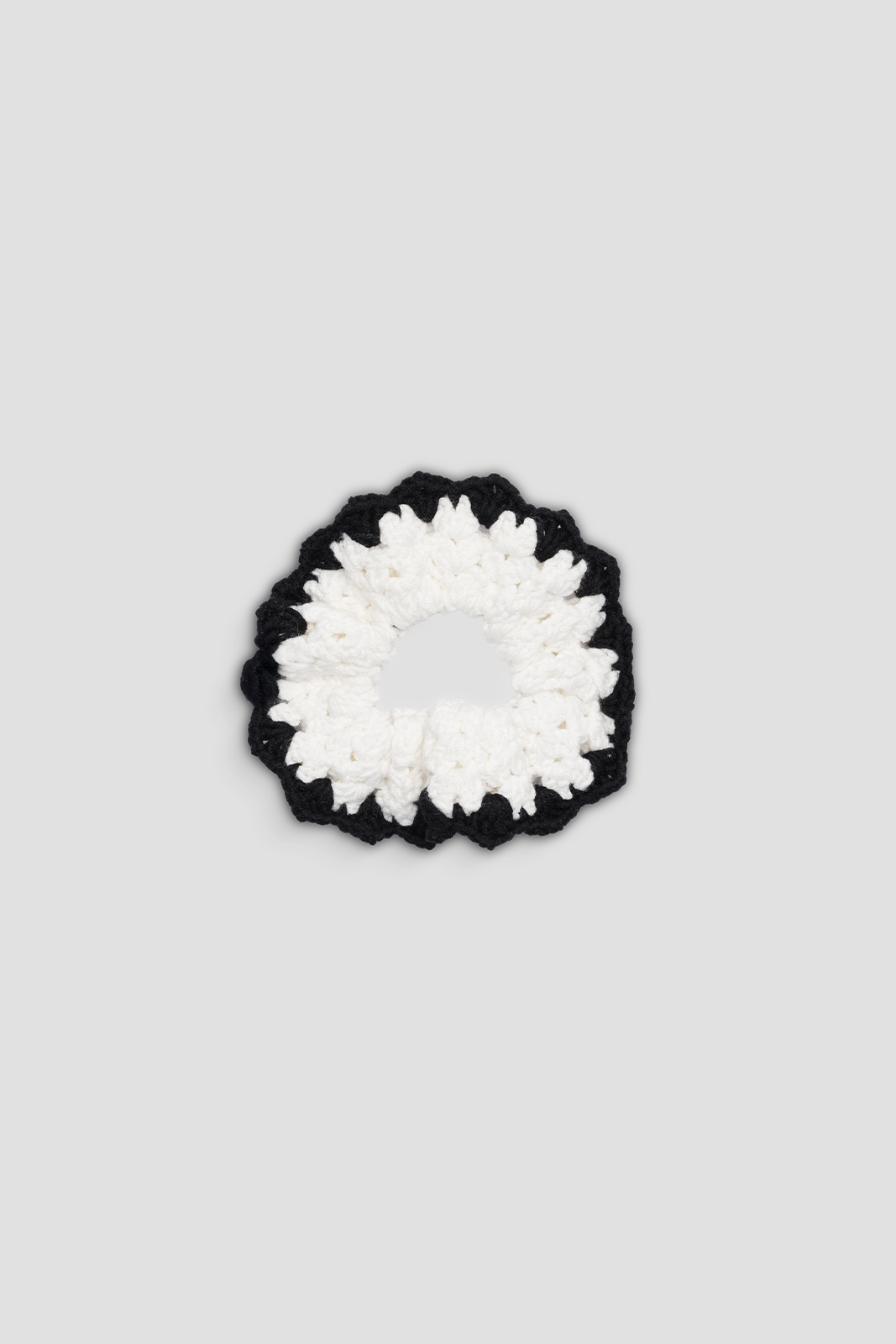 Crochet Hair Scrunchie - Off White & Black