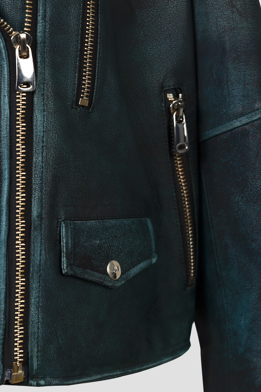 Leather Jacket Teal Blue