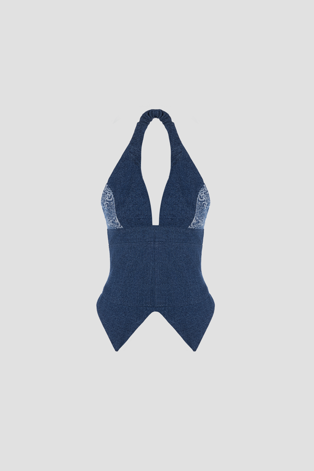 Backless Halter Top Blue