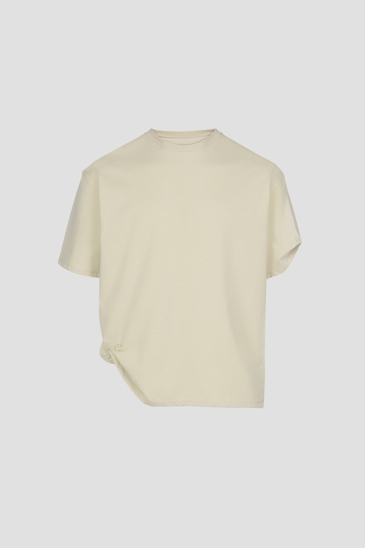 Button Oversized Tee Beige