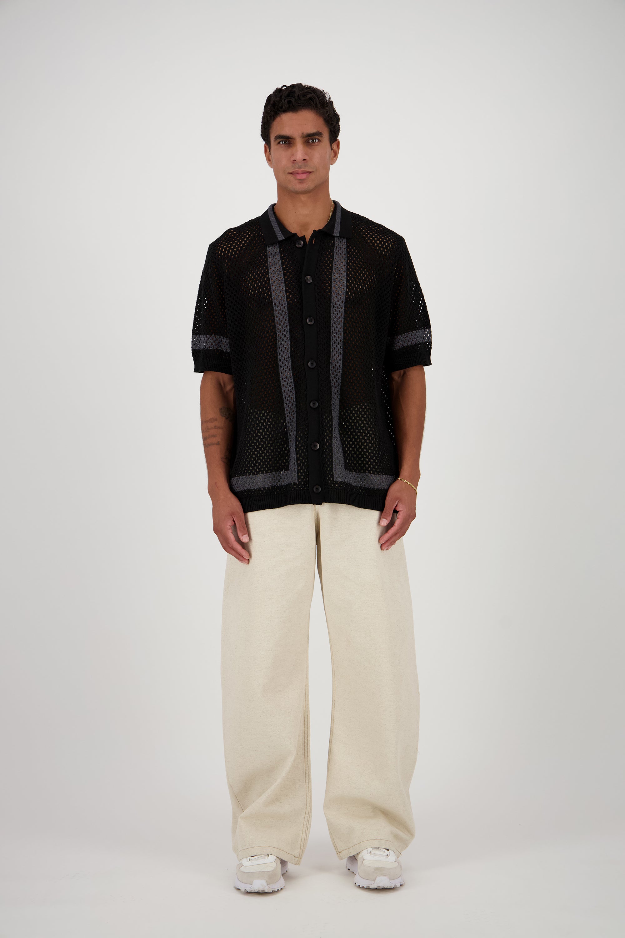 Knitted Cardigan - Black X Antracite