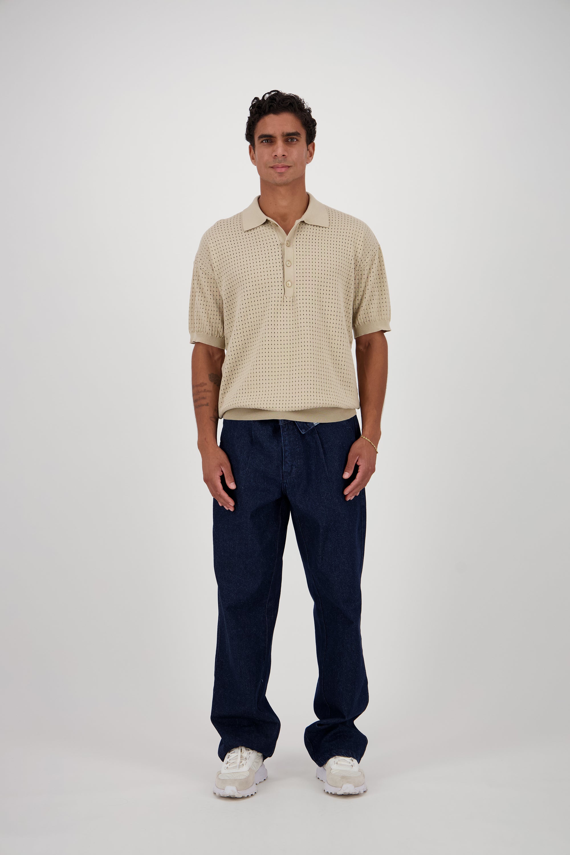 Knitted Polo - Beige