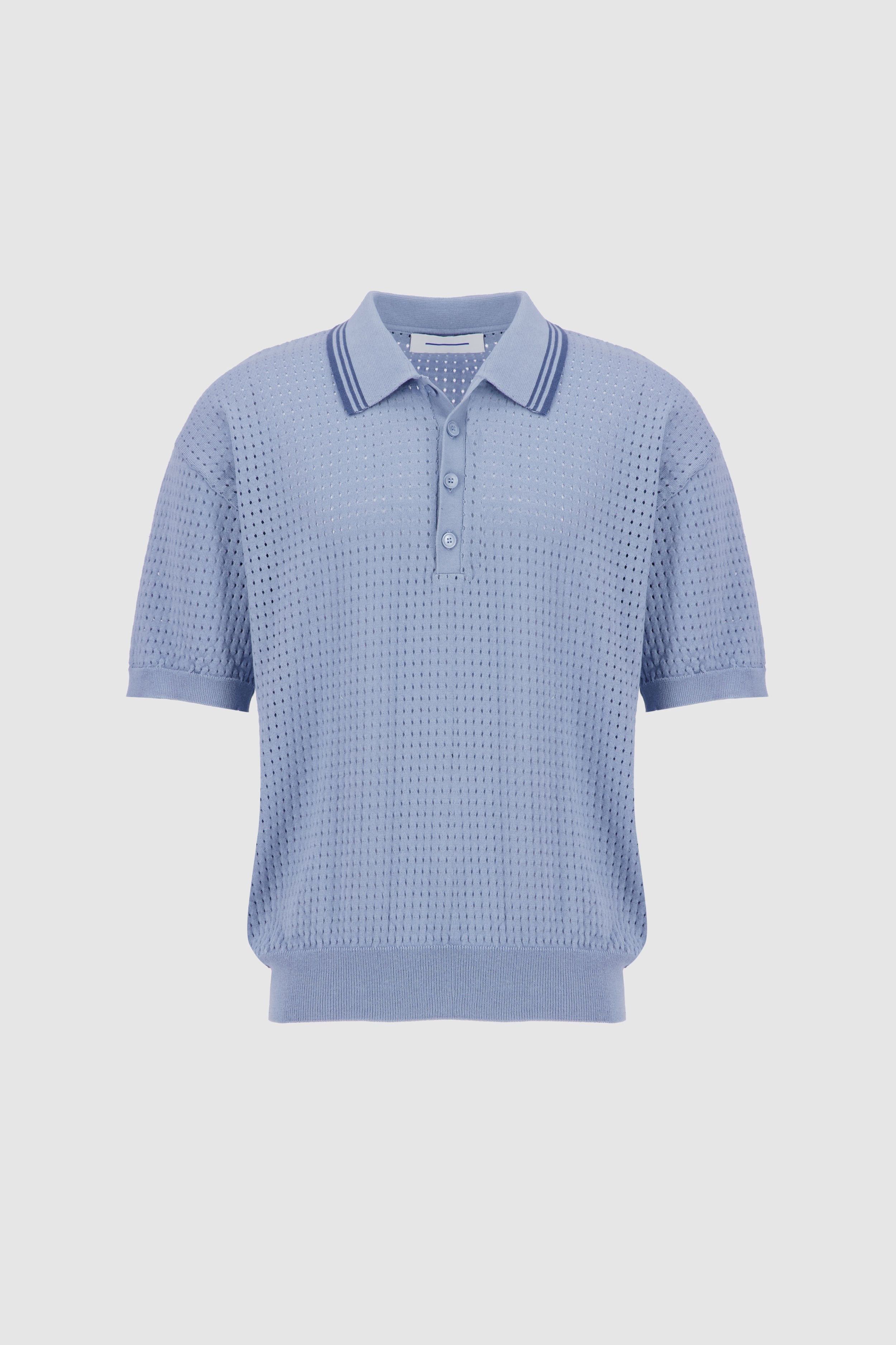 Knitted Polo -Baby Blue