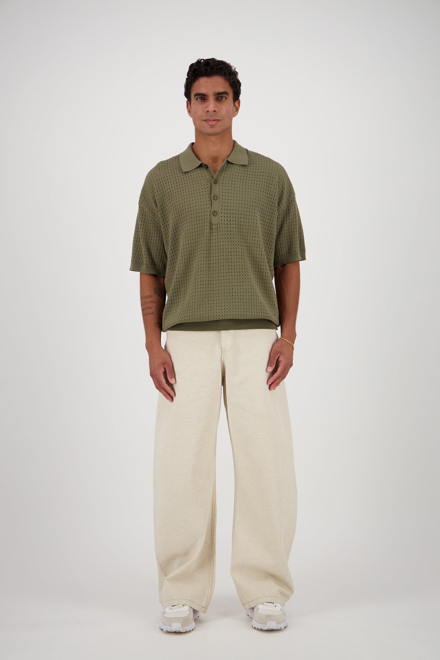 Knitted Polo -Olive