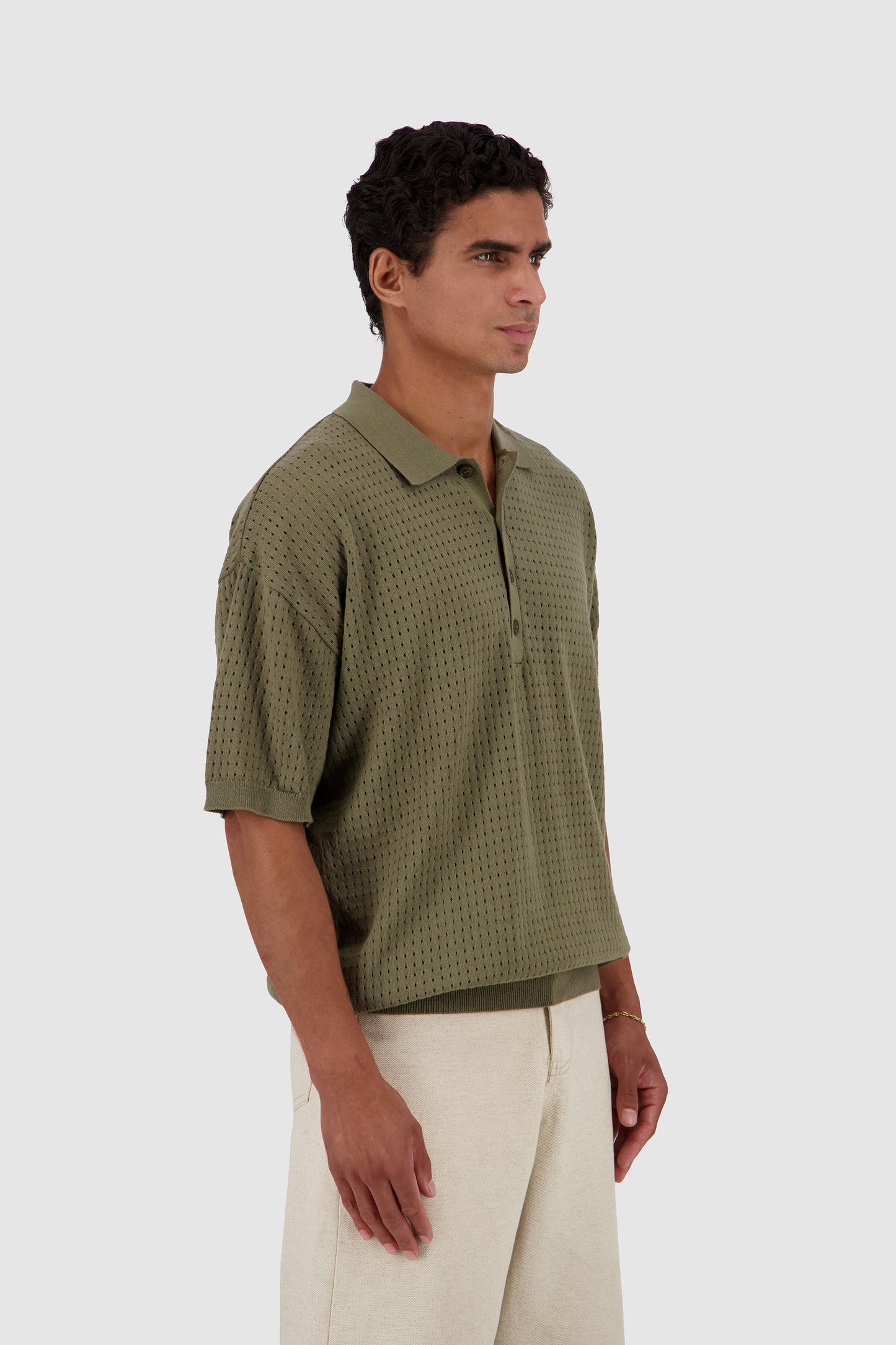 Knitted Polo -Olive