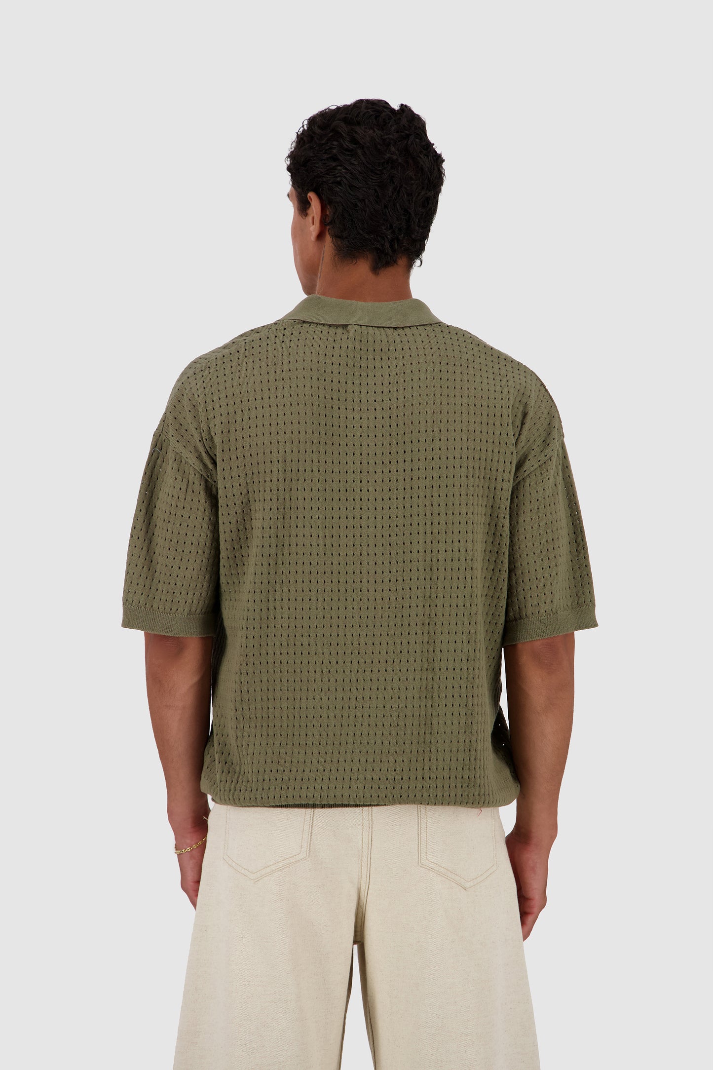 Knitted Polo -Olive